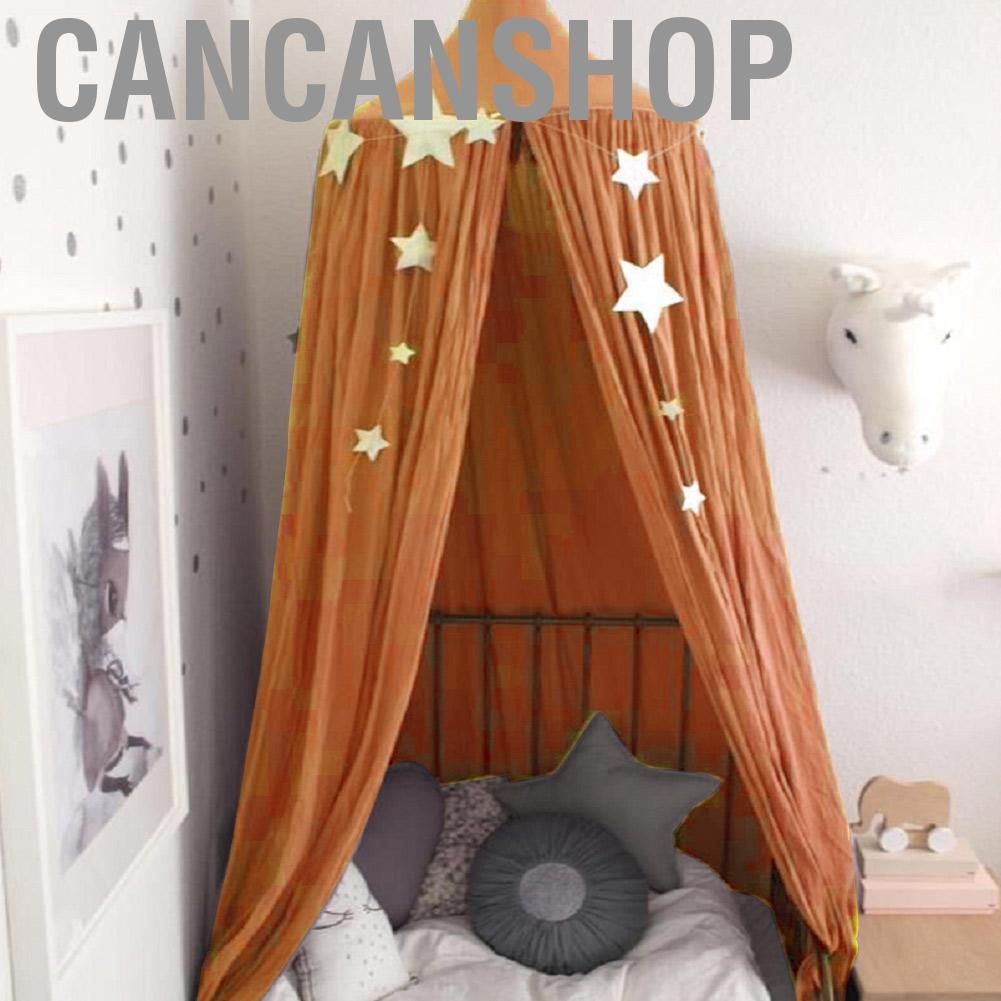 Cancanshop หลังคาเตียงทรงกลมสีน้ำตาลโครงเตียงสุทธิตกแต่งบ้านสำหรับเด็ก