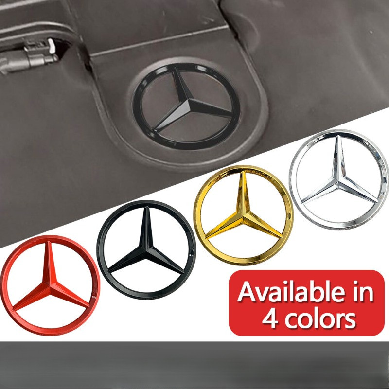 หรูหราโลหะด้านหน้า Hood Hood โลโก้สําหรับ Mercedes Benz A/B/C/E/S Class C200 E260 S350L Trident โลโก้สติกเกอร์ 70 มม.