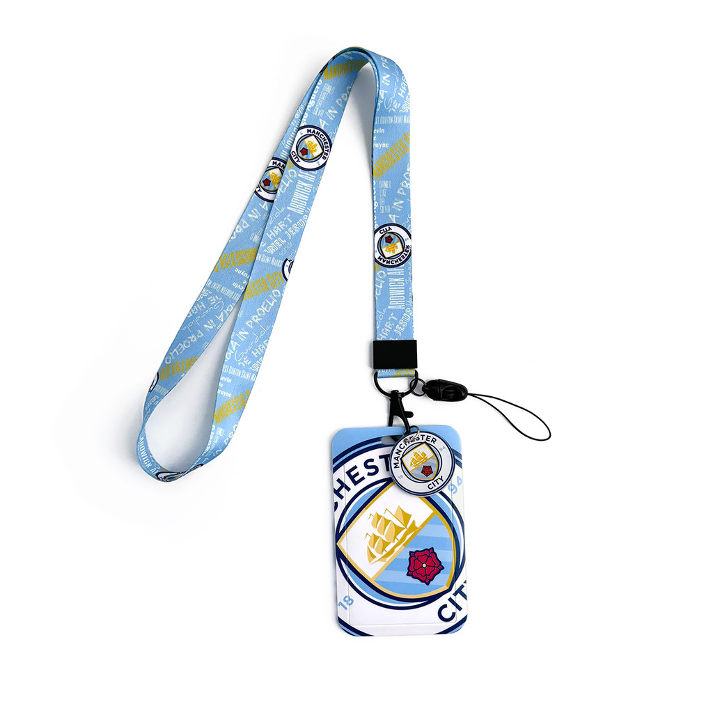 Y&P| สายคล้องคอ Manchester City F.C. ฟุตบอล ผู้ถือบัตรนักเรียน ป้องกันการสูญเสีย สายคล้องคอโทรศัพท์มือถือ