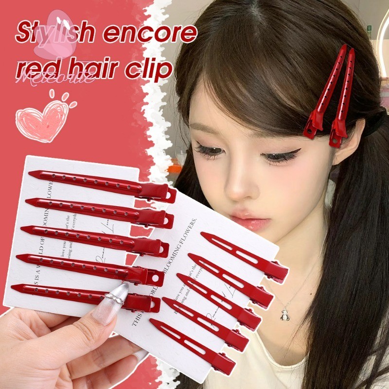5 ชิ้น Ancora Red Salon สุภาพสตรี Curl คลิป - โลหะไม่มีรอยต่อ Duckbill คลิป - Professional Fixed Hairpin Hairdressing เครื่องมือ