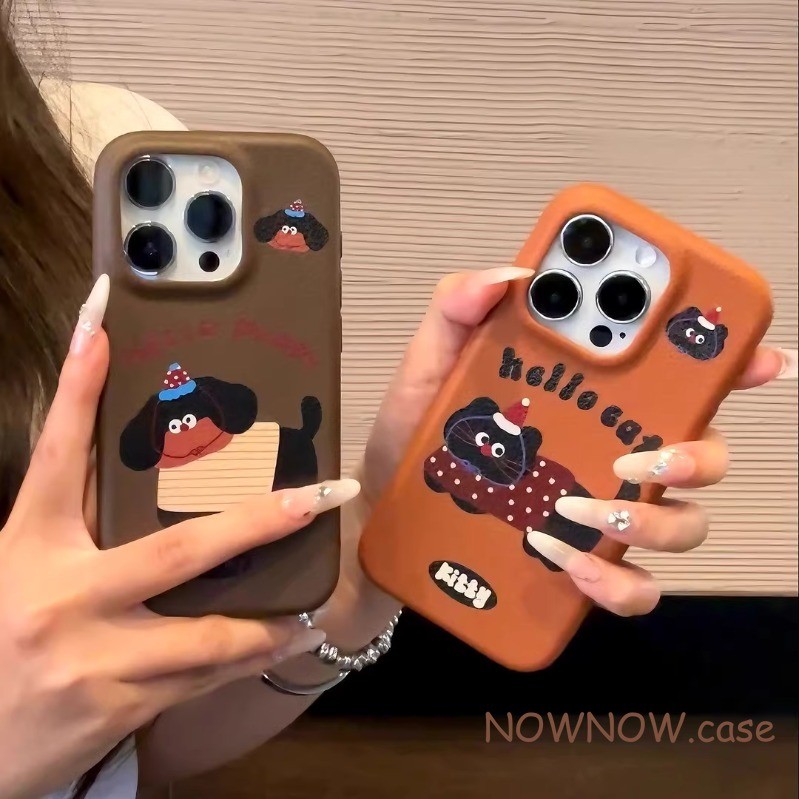 Iphone 16 15 14 13 12 11 Pro Max X XR XS Max 7 8 Plus INS น่ารักและตลกแมวน้อยและสุนัขเคสโทรศัพท์ Soft cove