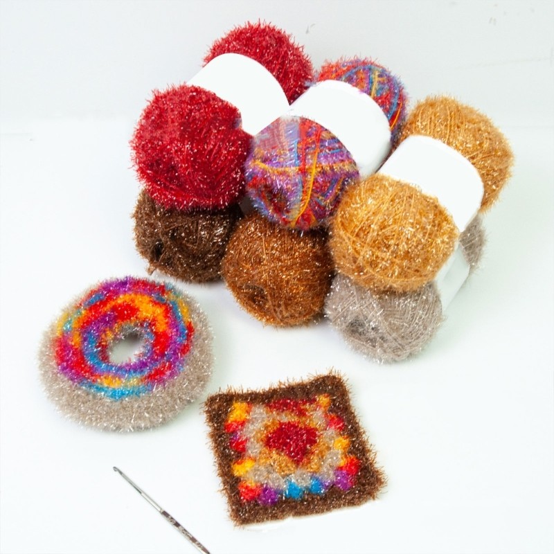 Fine 120 หลาประกาย Scrubby เส้นด้ายสําหรับโครเชต์ผ้าเช็ดจานเส้นด้ายโพลีเอสเตอร์แต่ละ 1 76oz 50g เส้น