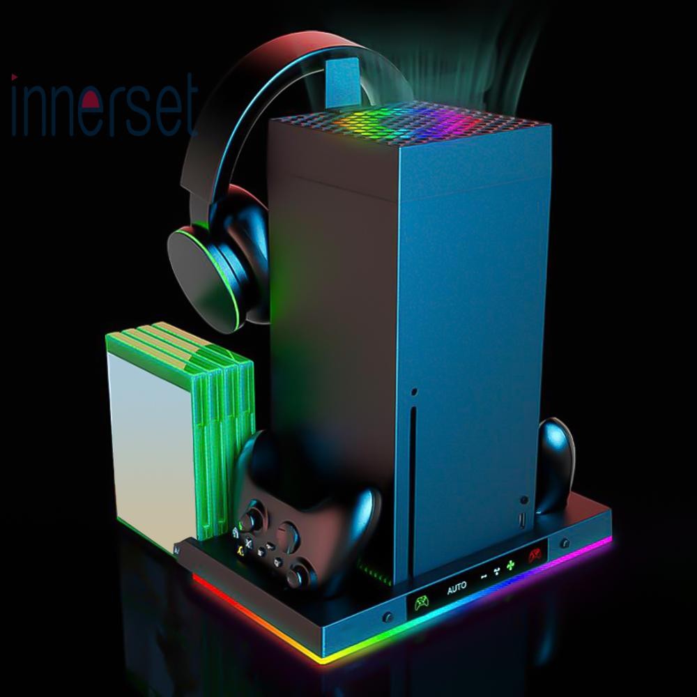 แท่นชาร์จ RGB พร้อมพัดลม 3 ระดับขาตั้งพัดลมระบายความร้อนแนวตั้งสําหรับ Xbox Series X [ชุดด้านใน.th]