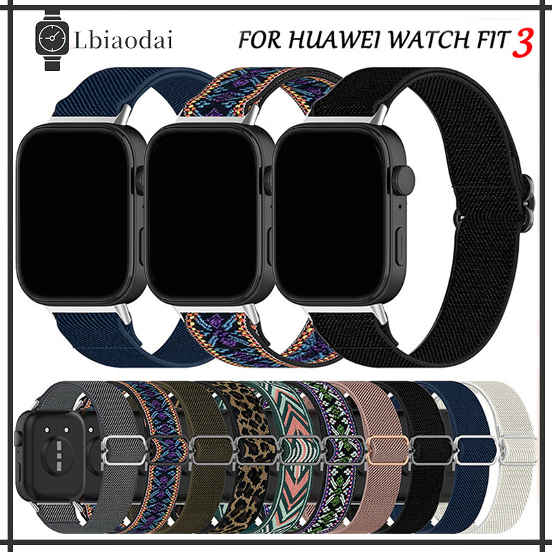 ไนลอนยืดหยุ่นสายนาฬิกา for Huawei Watch Fit 3 สายรัดไนลอนกีฬา Huawei Fit 3 การเปลี่ยนสร้อยข้อมือไนลอนอุปกรณ์เสริม