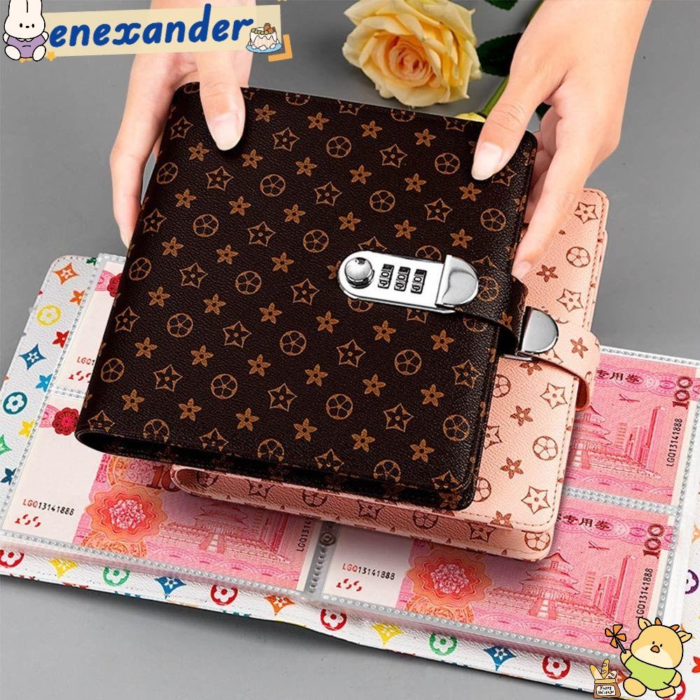 Enexander 100 ซองเงินประหยัดClleng,PUประหยัดเงินMini Binder Saving Challenge,ตลกความจุขนาดใหญ่พร้อมรหัสผ่านล็อคReusable Budget Binderคู่