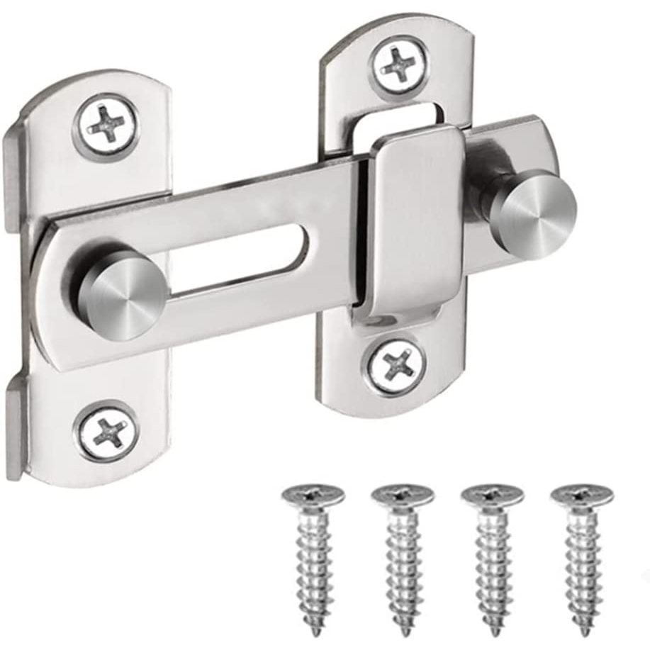 สลักกลอนบานเลื่อน แบบสเตนเลส งอ 90/180 องศา บาง มีรูหูล็อก สำหรับประตูและหน้าต่าง