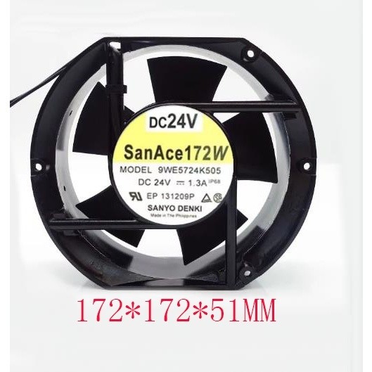 9we5724k505 Sanyo 17251 24v 1.3a 17 ซม. พัดลมแปลงความถี่โลหะพัดลมอุณหภูมิสูง