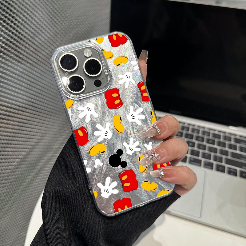 น่ารักการ์ตูนเต้นรํามิกกี้สไตล์ iPhone สําหรับ iPhone16 16promax 16pro 15promax 15pro 15 14promax 14pro 14 13promax 13pro 12promax 11promax soft bling case iPhonex/xs xr xsmax
