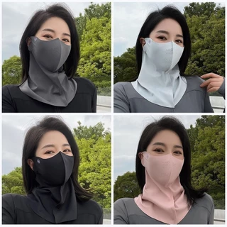 UPF50 + ป้องกันแสงแดด ผ้าไหมน้ำแข็งน้ำแข็ง 3D บังแดด เย็นเย็น กันฝุ่นกันฝุ่น ผ้าพันคอป้องกันรังสียูวี ฤดูร้อนฤดูร้อนฤดูร