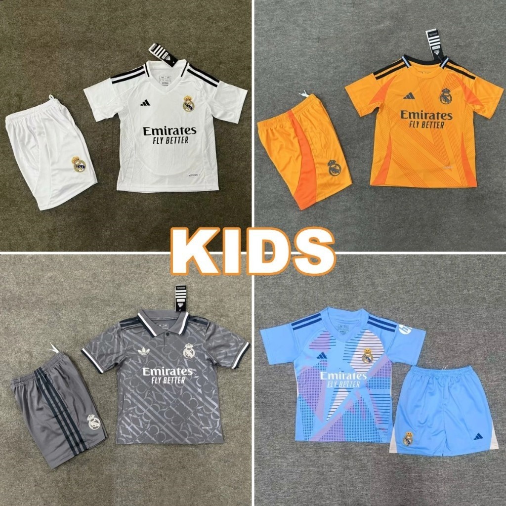 Real Madrid 24/25 Home Away เสื้อฟุตบอลเด็กที่สาม KIDS Set 2024 2025