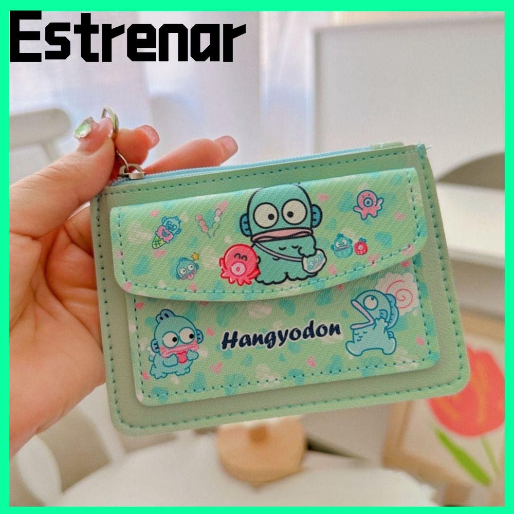 กระเป๋าใส่เหรียญ ESTRENAR กระเป๋าสตางค์การ์ตูนซิป Slim น่ารัก PU หนัง Mini Card Holders ผู้หญิงสาว