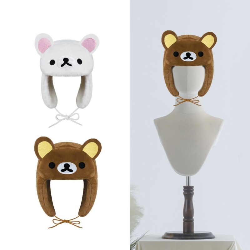 ONERI การ์ตูน Head Wrap Furry Earflap Soft Thicken Hood สําหรับผู้หญิงสวมใส่กลางแจ้ง