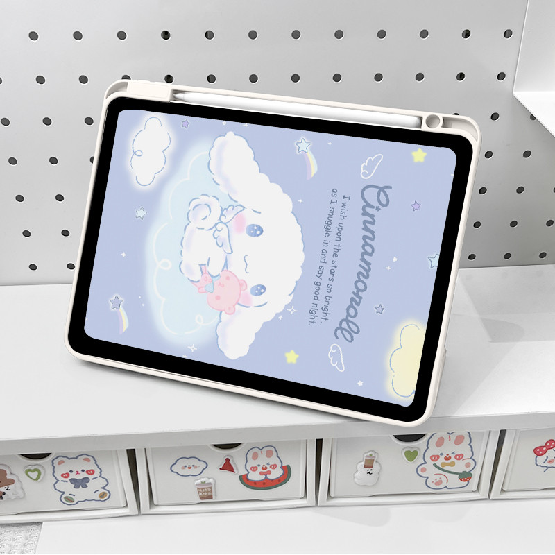 อะคริลิค เคสไอแพด Y รูปร่าง + Triple พับสําหรับ iPad Air6 Air5 Air4 10.9 Gen7 Gen8 Gen9 10.2 นิ้ว Cloud Cinnamoroll Mini7 Pro11 2022 Air3 Air2 Air1 Gen5 Gen6 Gen10 iPad Cover - รูปที่ 3