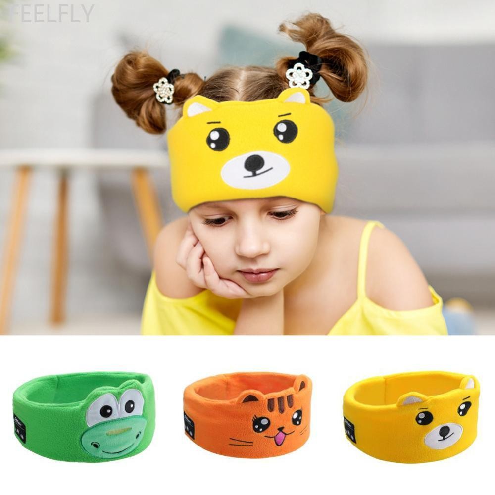 Feelfly นุ่มยืดหยุ่นสบายไร้สายหูฟังเพลงเด็กสัตว์ Sleeping หูฟัง Eye Mask บลูทูธ V5.0 ชุดหูฟังแถบคาดศีรษะ S2T7