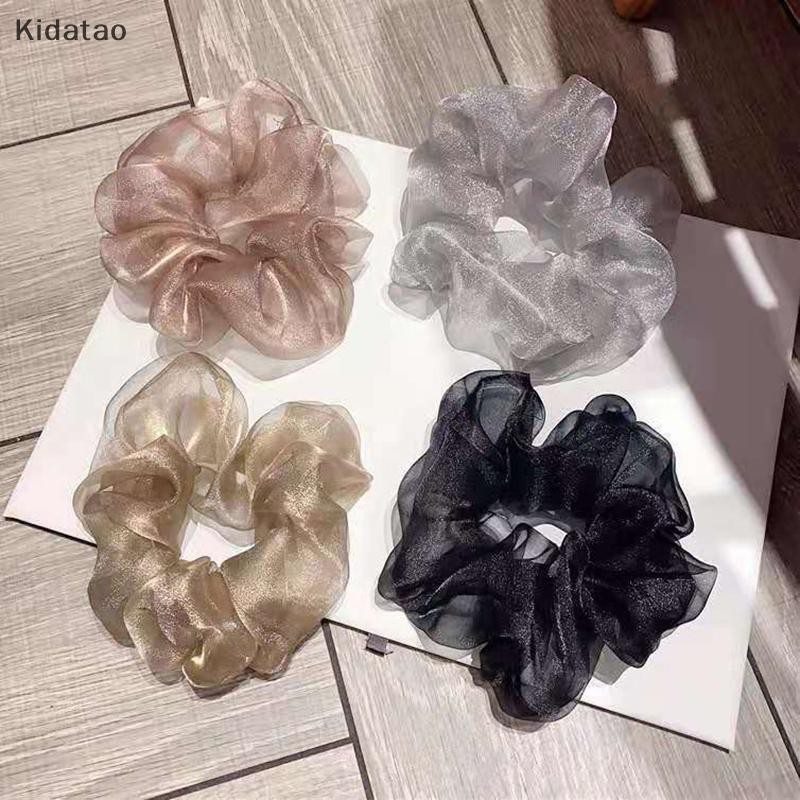 Kidatao ตาข่ายสะท้อนแสง ยางรัดผมขนาดใหญ่ ยางรัดผมยางขนาดใหญ่ ยืดหยุ่นธรรมดา ใหม่