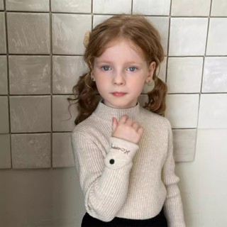 เวอร์ชั่นเกาหลีเสื้อผ้าเด็กชายหญิงกลางคอเสื้อกันหนาว 2024 ฤด…