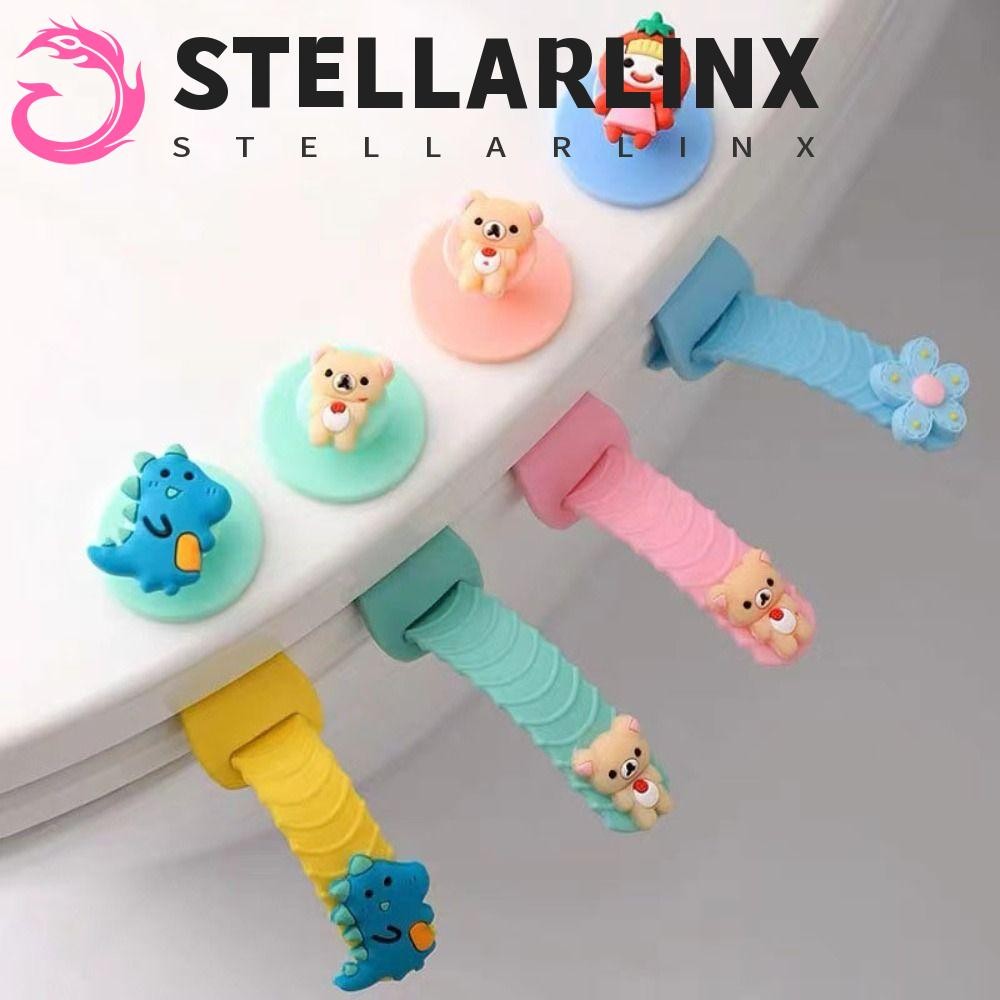 Stellarlinx ที่จับฝาชักโครก,หลีกเลี่ยงการสัมผัสตัวยกฝาชักโครกการ์ตูนป้องกันการสกปรก,มัลติฟังก์ชั่นสร้างสรรค์พร้อมตัวดูดซิลิโคนที่นั่งห้องน้ํา