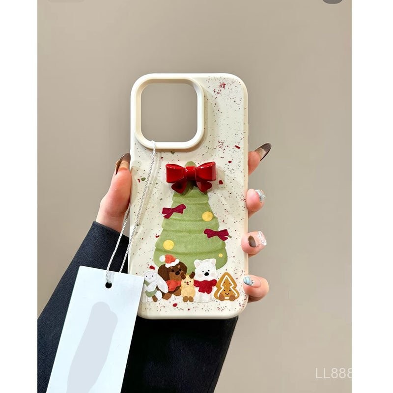 เคสโทรศัพท์มือถือสำหรับ iPhone สามมิติต้นคริสต์มาสการ์ตูน16/15Promax/14รุ่นใหม่13/12/11pro เฉพาะ xsmax/XR สร้างสรรค์7/8PLUS เคสป้องกันแบบเต็มรูใหญ่กันกระแทก