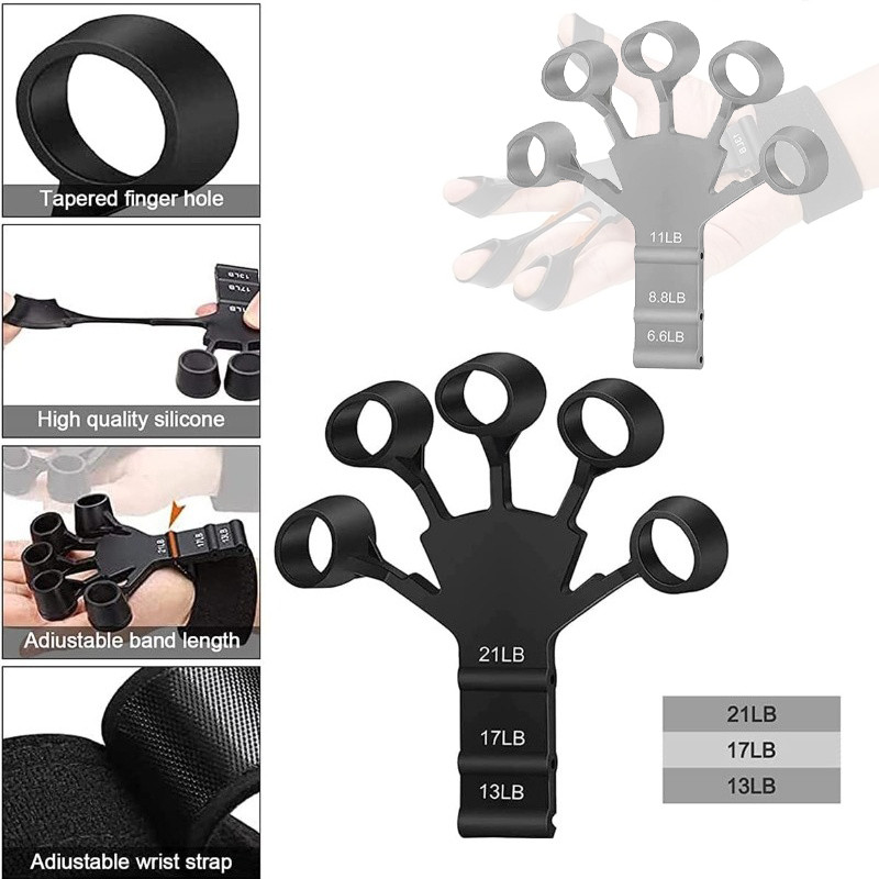 5 นิ้วเทรนเนอร์นิ้วมือความต้านทาน Band ฟิตเนส 13-21 LB นิ้ว Intensifier Grip Strength อุปกรณ์นิ้วมือความยืดหยุ่นเทรนเนอร์