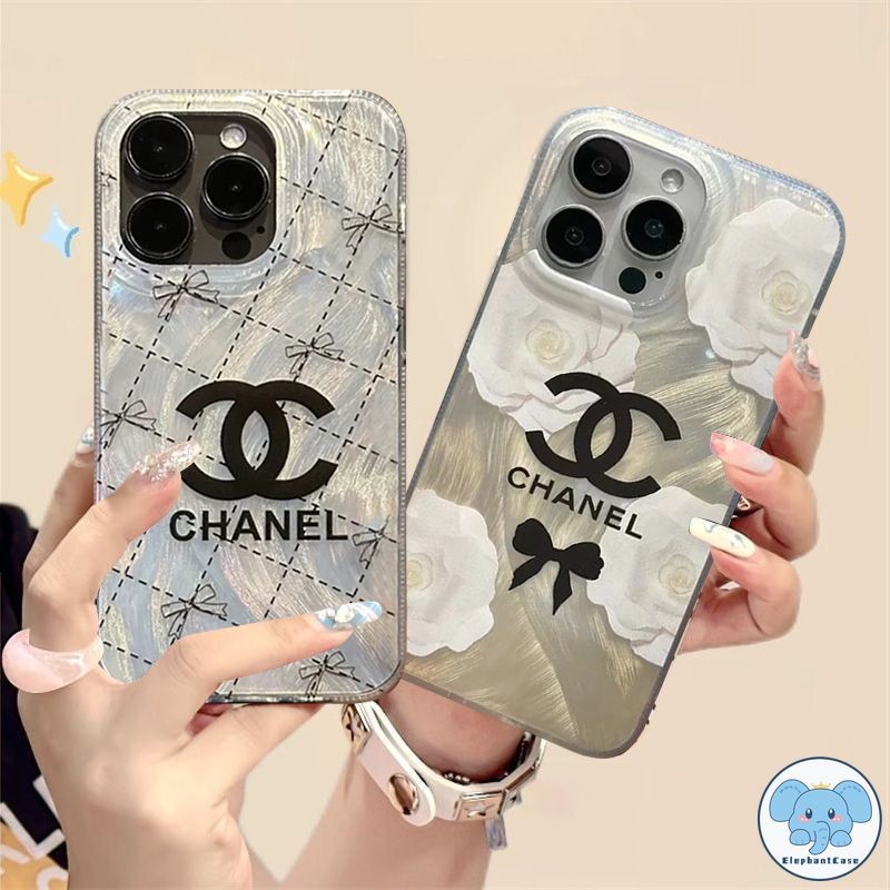 ดอกไม้สีขาวโบว์หวานเข้ากันได้เคสไอโฟน 13 16 11 15 12 14 Pro Max XR 16 14 15 7 8 Plus XS MAX X SE 2020 แบรนด์แฟชั่นเคส