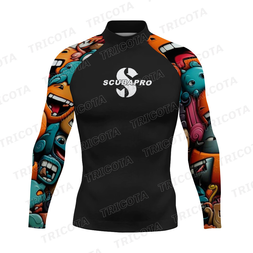 ชุดดําน้ําระบบ Rash Guard สไตล์ SCUBAPRO สำหรับผู้ชาย ป้องกันแสงแดดขณะเล่นเซิร์ฟและดำน้ำ
