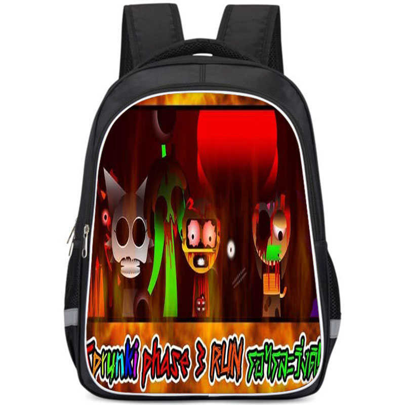 NEW Sprunki backpack กระเป๋าเป้สะพายหลัง สไปรันกิ กระเป๋าเป้สะพายหลังความจุขนาดใหญ่สองชั้นขนาด 16 นิ้วสําหรับนักเรียน