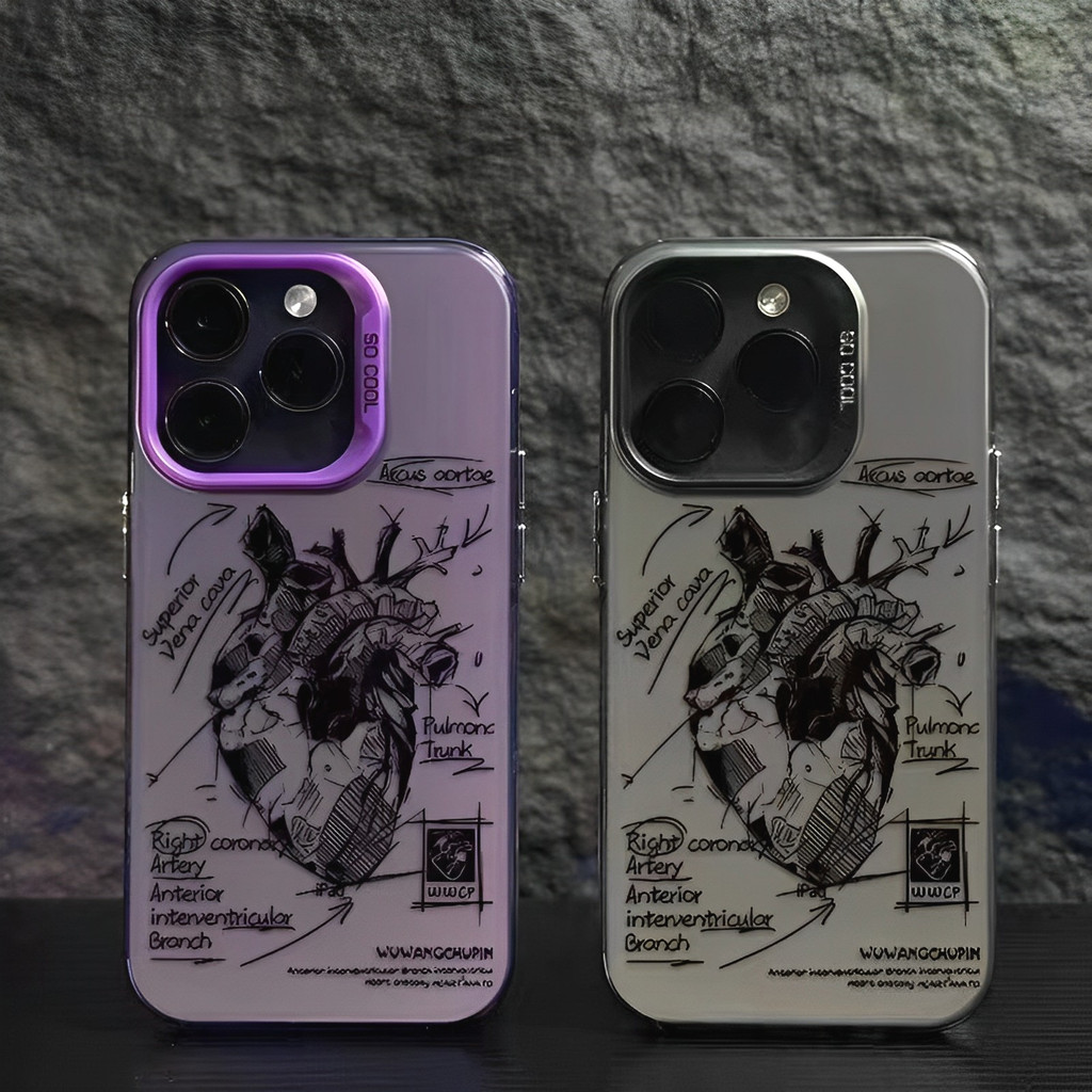 🔥COD🔥ใช้บังคับ iPhone 11 13 12 14 15 Pro MAX 14 15 8 7 Plus X XR XSMAX ตัวอย่างหัวใจของเคสโฮโลแกรมคุณภาพสูงเคสแข็ง