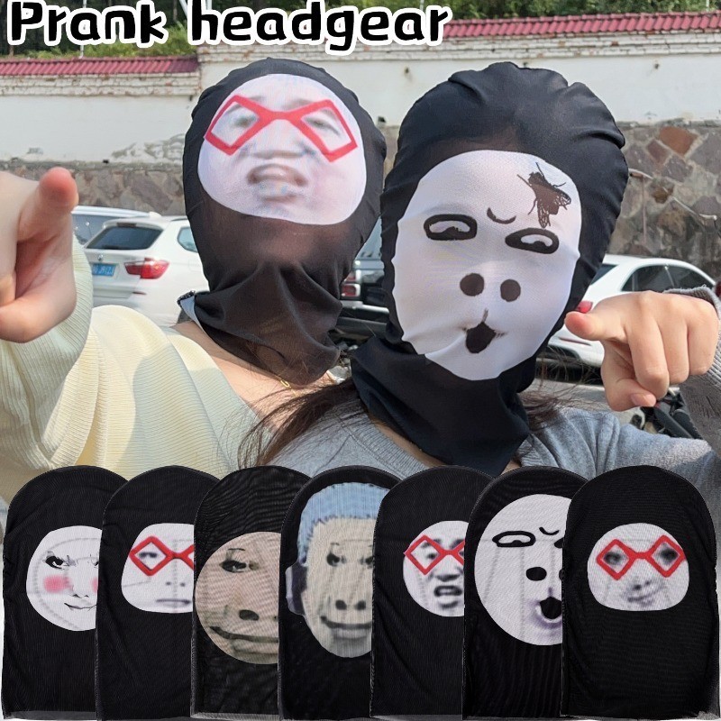 หน้ากาก - Spoofi Expression Pack Pattern Hood - ตลก ระบายอากาศ ตาข่าย กันแดด - หน้ากากไหมพรมพิมพ์ลาย 3D - หน้ากากเต็มหน้าสําหรับคอสเพลย์ - เทศกาลสร้างสรรค์ Headwear
