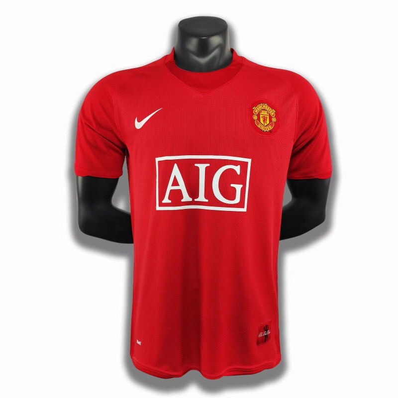 2007/08 Manchester United Home League Edition เสื้อฟุตบอลวินเทจแห้งเร็วกีฬาฟุตบอลด้านบน AAA