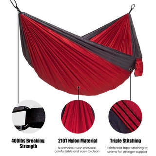 MonQiQi เปลสนาม เปลแค้มปิ้งพร้อมมุ้งกันยุง Camping Hammock สำหรับตั้งเปลนอน เปลญวน เปลนอนผู้ใหญ่ เปลผ้าร่ม เปลนอนในป่า