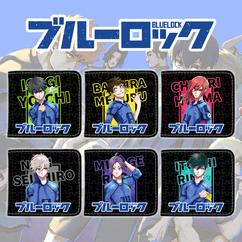 Anime BLUE LOCK กระเป๋าสตางค์ Seishiro Yoichi หนัง PU พับคู่กระเป๋าสตางค์สั้นนักเรียนของขวัญ