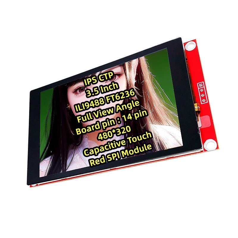 Red Module IPS CTP 3.5 Inch SPI ILI9488 FT6236 diy Full View Angle Capacitive Touch Display