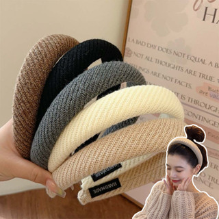 ใหม่ย้อนยุคถักขนสัตว์ฟองน้ําสูงกะโหลกคาดศีรษะสีชานมอเนกประสง…