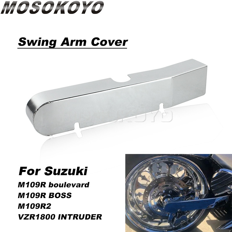 Gรถจักรยานยนต์เหล็กชุบโครเมี่ยมสวิงอาร์มมอเตอร์ไซค์ยาม Swingarm ฝาครอบสำหรับ SUZUKI M109R Boulevard 
