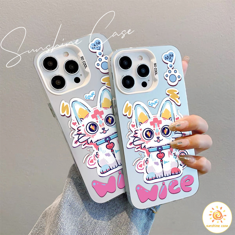 COD เคสไอโฟน15 ลายการ์ตูนลูกสุนัขสีสันสดใส เคสใช้ได้กับ IPhone 13 12 7Plus 14 15 11 Pro MAX XR XS XSMAX SE2020 กันกระแทก