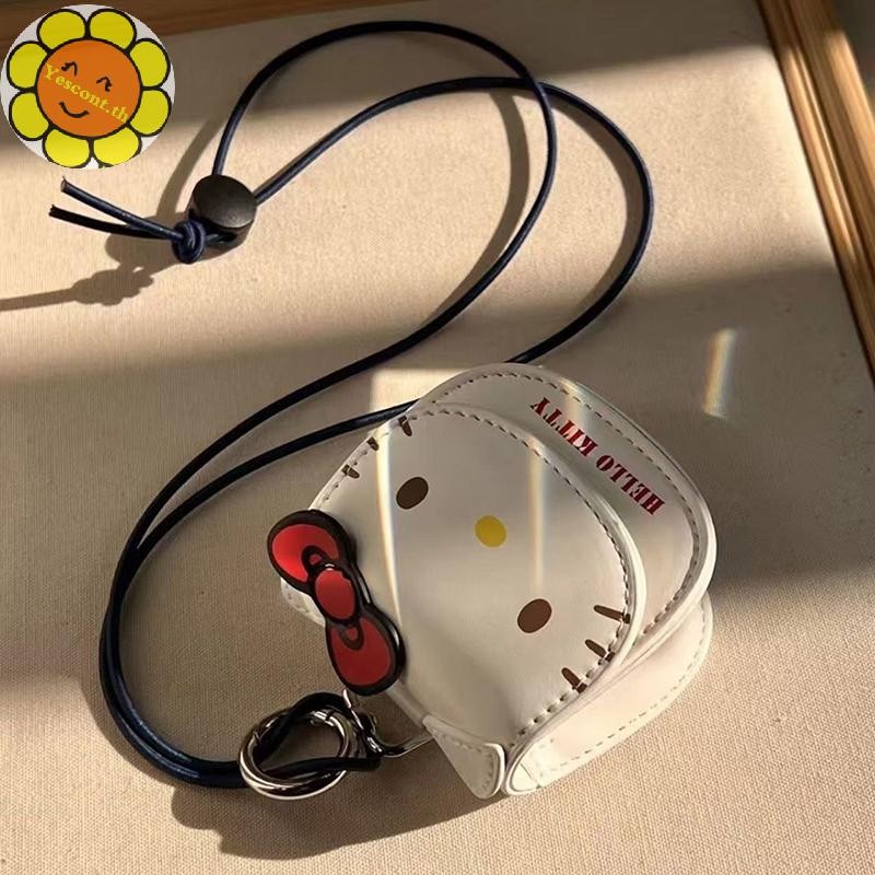 Yescont Kawaii Hello Kitty กระเป๋าใส่เหรียญคอแขวนกระเป๋าสตางค์ขนาดเล็ก Sanrio KT Cat Crossbody หูฟังกระเป๋าขนาดเล็กกระเป๋าสะพาย TH