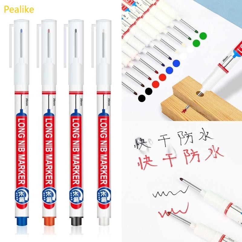 Pealike 12 ชิ้น 20 มิลลิเมตร Long-Nib ปากกามาร์กเกอร์ Quick-drying Oil-based Marker ปากกาสําหรับช่างไม้
