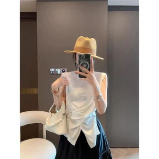 Dahong เสื้อยืดแขนกุดผู้หญิง เสื้อกล้ามแขนกุด ล่ผ้าสวยใส่สบายแมทช์ง่ายได้ทุกลุคค่ะ สีทึบ H057