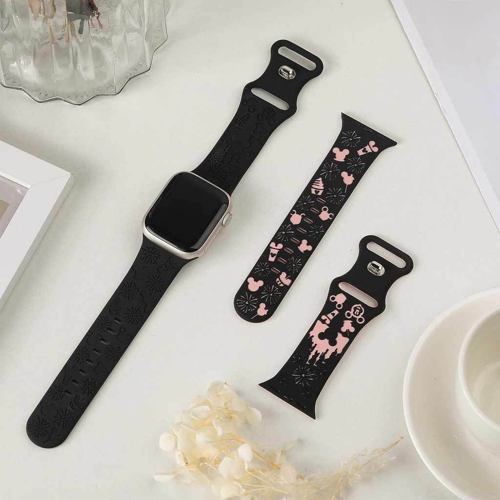 สายยางซิลิโคนพิมพ์ for Smartwatch IWatch Ultra/SE 3 2 49mm Apple Watch Series 11 10 9 8 7 6 5 46/45/44/42/41/40/38 มม - ภาพย่อย 4