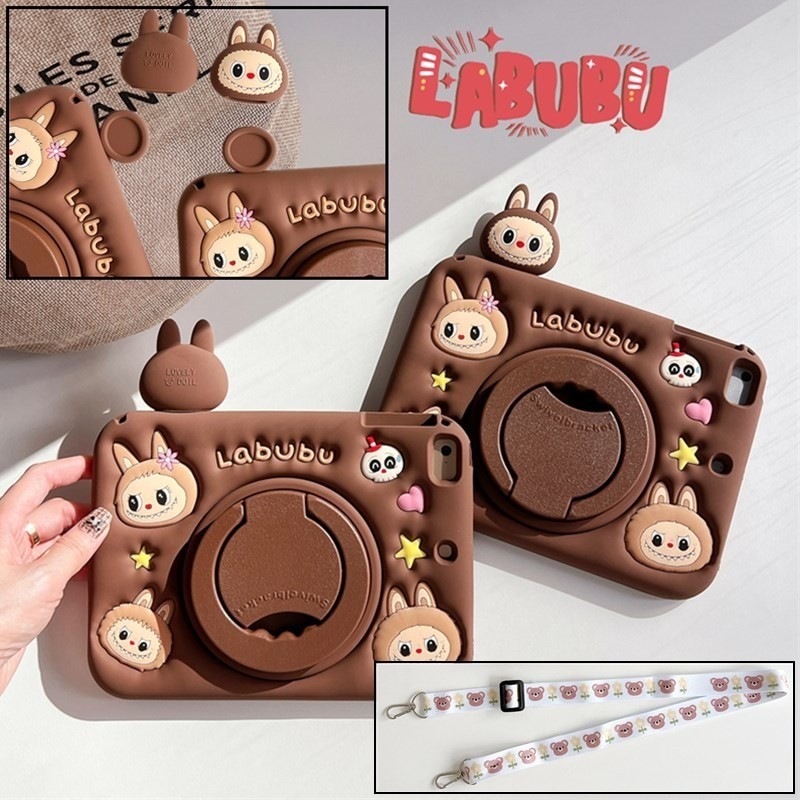 3d Labubu หมุนนุ่มเด็ก Handle Case พร้อม Lanyard สําหรับ Lenovo Tab M11 TB330FU/Xiaoxin Pad 2024 TB3