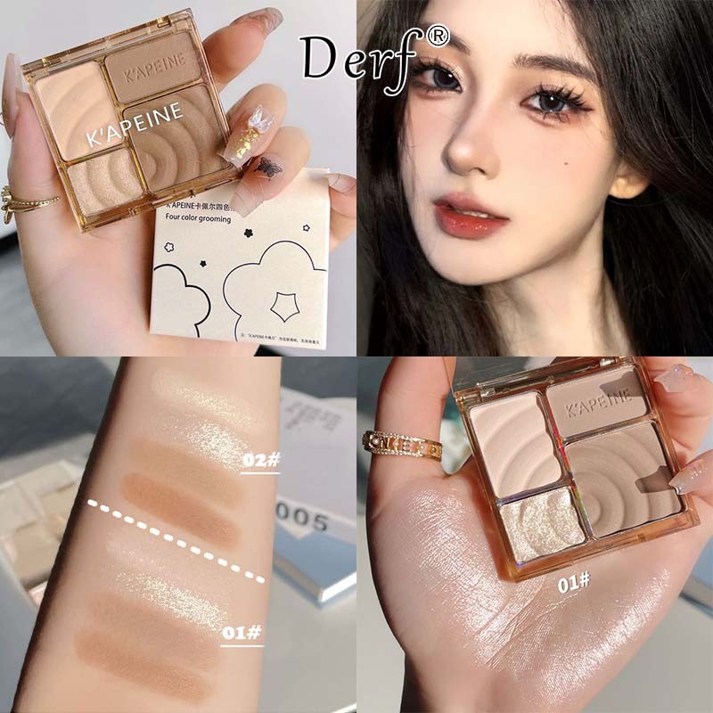 Fepo Contour Palette 4 สี 3D Matte Blush Palette เงาจมูกคิ้วแป้งกันน้ําติดทนนาน Matte Contour แต่งหน้า