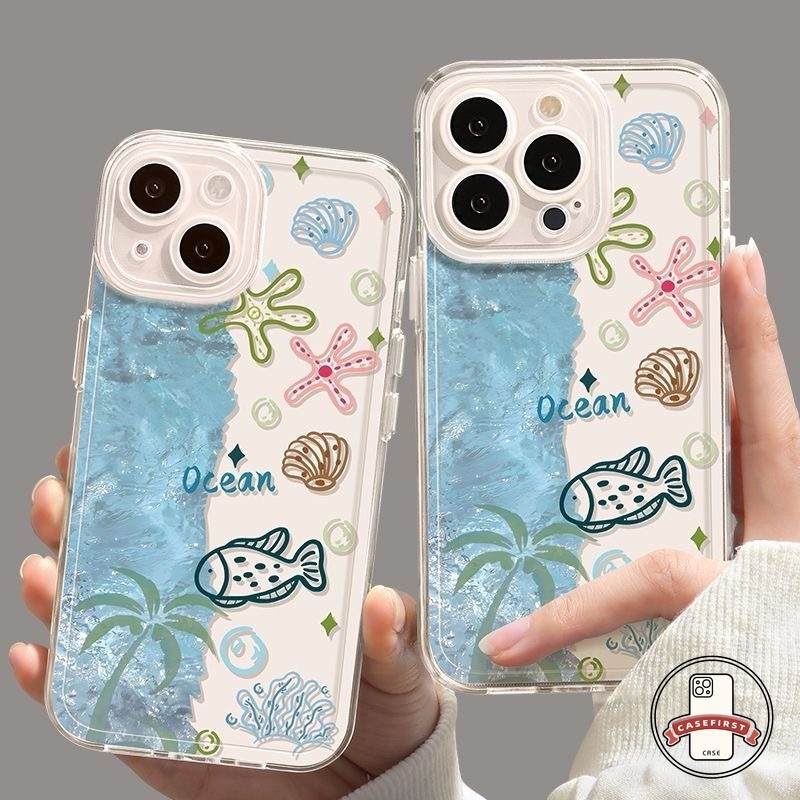 การ์ตูนปลาหอยเปลือกมะพร้าวกราฟิติอ่อนเคส Samsung A05 A50 A15 A25 A06 A13 A04s A04 A54 A34 A32 A24 A02s A14 A10s A52