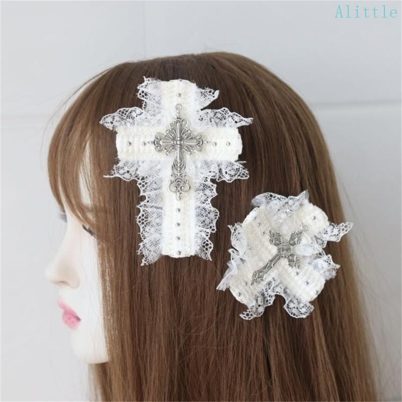 Alia กิ๊บติดผมสีเข้ม Balletcore สีดําเข้ม Crosses Headwear กิ๊บติดผมฮาโลวีน