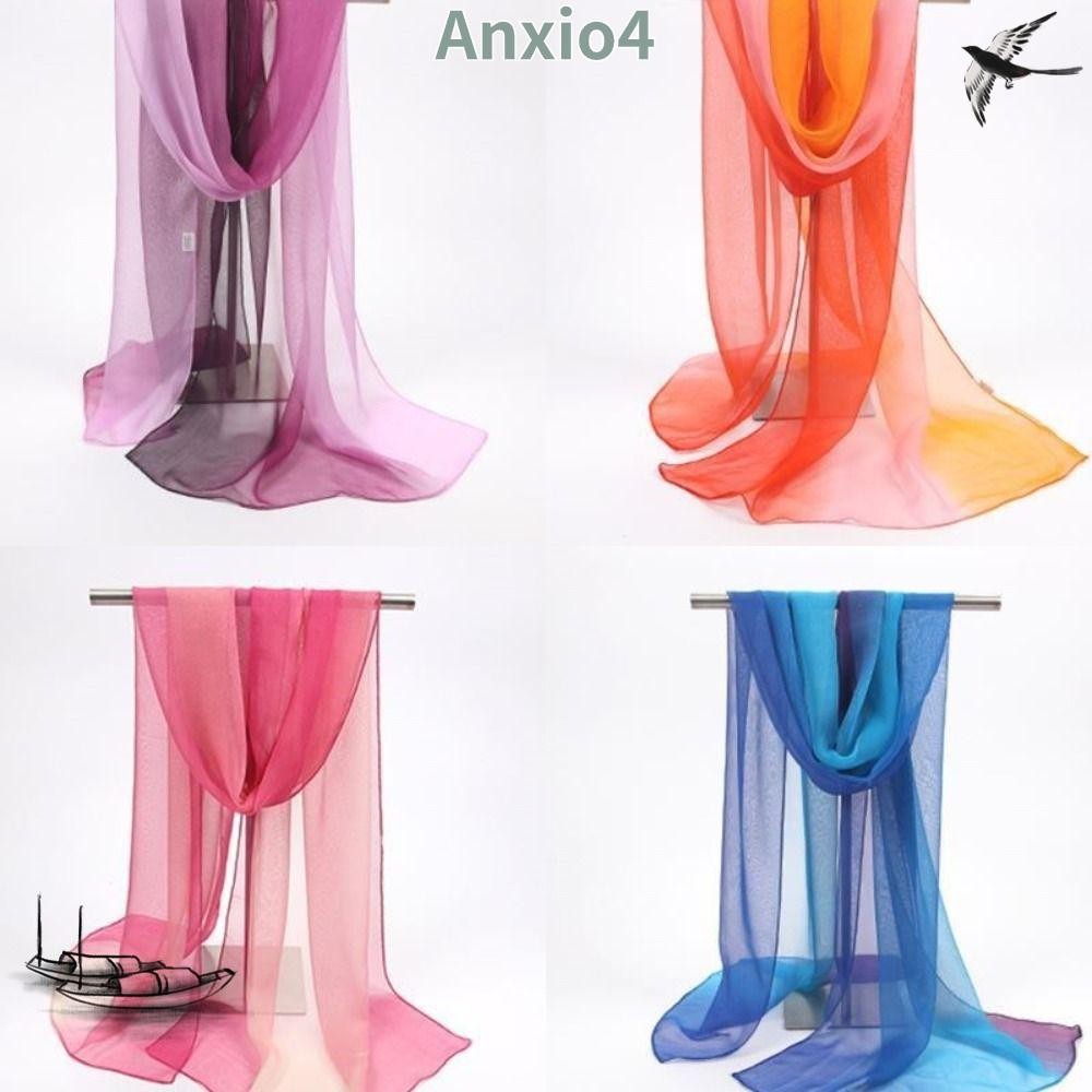 ผ้าพันคอ ANXIO4, ผ้าคลุมไหล่นุ่มป้องกันแสงแดด, ฤดูร้อน Anti-sunburn Gradient สีทึบยาว Wrap Hijab ผู้หญิง
