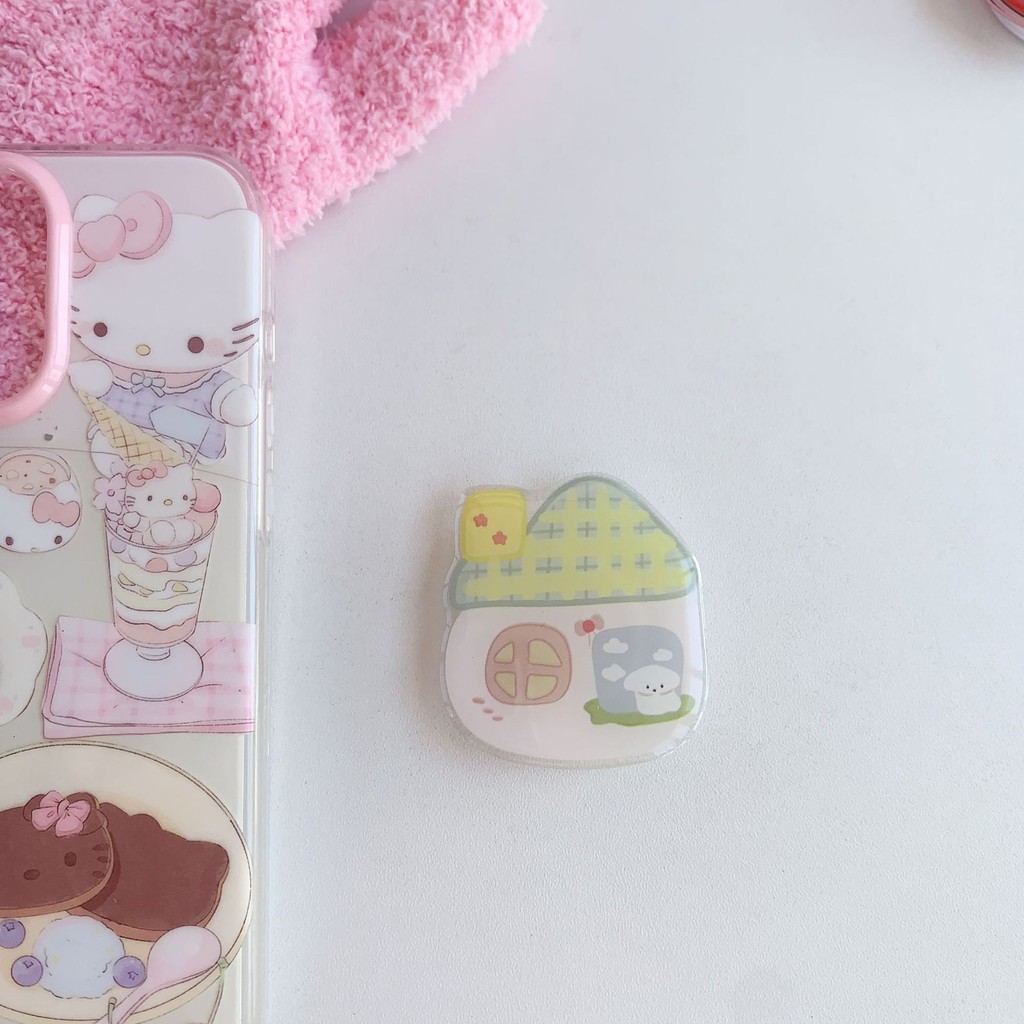 Ins ภาพประกอบ Apple Coconut Phone Griptok Universal Smart Tok Griptok Stand Holder สําหรับ IPhone ที่วางแบบพับได้ Lazy Bracket - รูปที่ 5