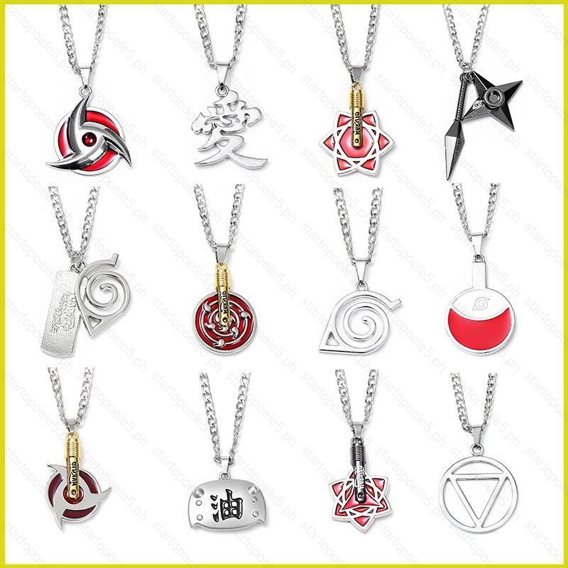 ST5 Naruto อะนิเมะการ์ตูนสร้อยคอ Kunai Shuriken Akatsuki รูปแบบจี้ของขวัญสําหรับเด็กพวงกุญแจ Jiraiya