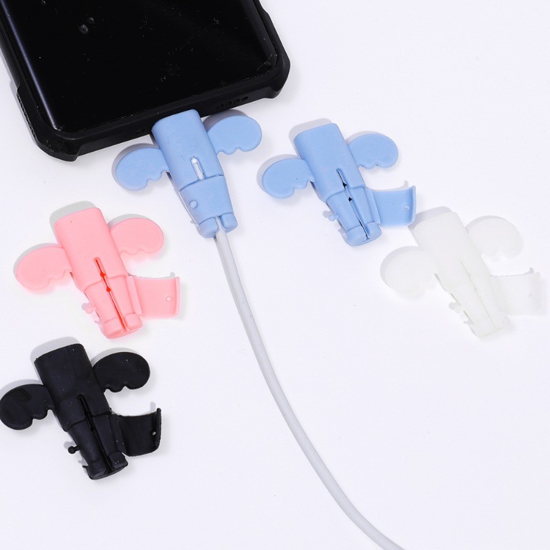 น่ารัก Little Angel สายเคเบิลข้อมูลฝาครอบป้องกัน Anti-break Bites Cable Winder Cable Organizer USB TypeC Data Line Sleeve - รูปที่ 2