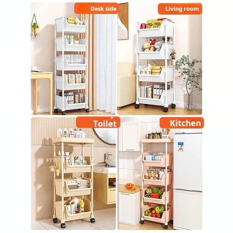 ขยายและหนาขึ้น ชั้นวางของพลาสติก มาพร้อมกับล้อ รถเข็นเก็บของเ ชั้นวางหนังสือมินิมอล ชั้นวางของพลาสติก - รูปที่ 3