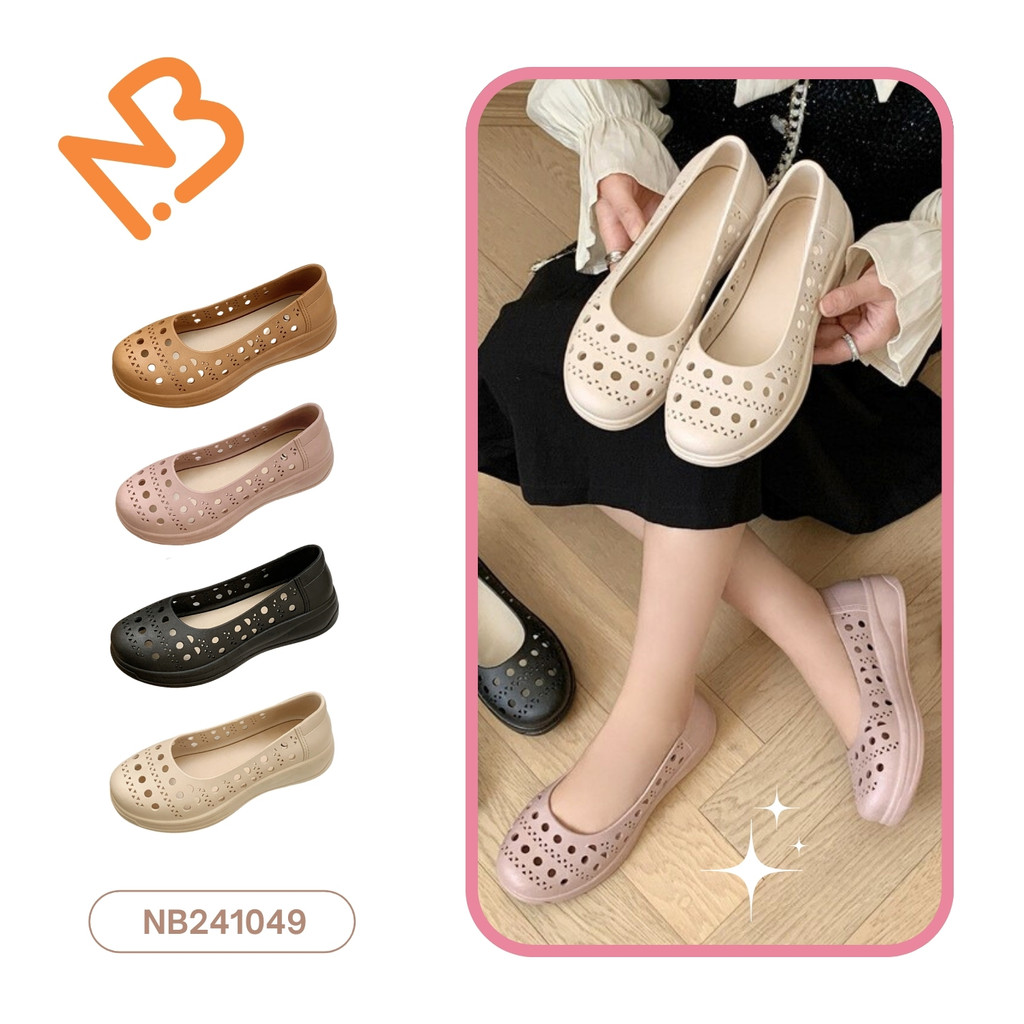 รองเท้าคัชชูยาง สไตล์เกาหลี ฉลุลาย รูระบายอากาศ ใส่นุ่มสบาย 4 สี ไซส์ 36-40 - รูปที่ 2