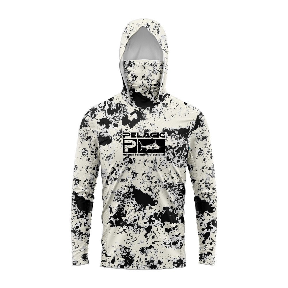 PELAGIC เสื้อผ้ากันแดดตกปลา เสื้อกันแดด, ชุดตกปลาแห้งเร็วผ้าไหมน้ำแข็งแขนยาวมีฮู้ดและหน้ากาก - รูปที่ 5